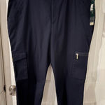 Ralph Lauren Lauren Cargo Pants Cropped Utility Navy Blue Size 16 NWT Photo 0