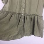 ZARA  Army Green Babydoll Ruffle Button Oversized Mini Dress XS Lightweight Beach Photo 11