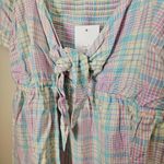 Isabel Maternity Top Tie Front Nursing Plaid Pastels Casual Short Sleeve Spring Pink Size undefined Photo 2