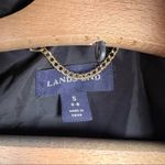 Lands' End Black Shimmer Down Parka with faux fur trim hood SMALL Photo 3