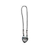 Hematite and Pale Pink Cat's Eye Stone Bead Heart Necklace Photo 2