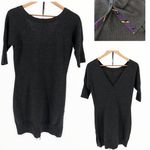 Ralph Lauren Y2K Rugby Grey V Wool Back Sweater Dress Striped Button Slit size M Photo 1