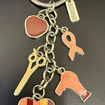 HAIR CUTTERY Hairdresser Hair Tech Themed Charm Key Ring Keychain Silver Photo 0