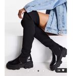 ASOS NWOT DESIGN Kimmy flat chunky over the knee boots 28” tall in black size 11 Photo 0