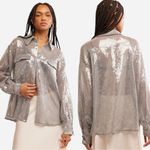 Free People Disco Margarita Button Down Shirt Size Small 70s Shimmer Sparkle Photo 6