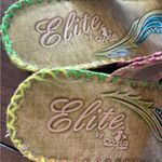Corkys Elite Channel Hand Painted Leather Wedge Sandals Size 7 Artsy Boho Floral Tan Photo 6