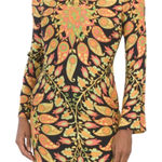 ZARA Womens XS Mini Bodycon Floral Paisley Dress Bell Sleeve Cutout Multicolor Photo 0