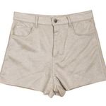 ZARA NWT Cream Faux Suede High Waisted Stretch Shorts Size 6 Photo 0