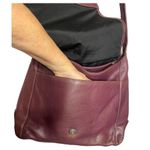 Levenger Shoulder Bag Large Medium Maroon Burgundy Fold Over Chic Purse Saddle Photo 6