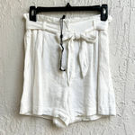 BCBGMAXAZRIA NWT Linen cotton Pleated Paper bag Shorts White Women's Size XS Photo 2