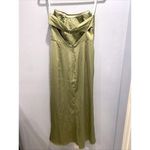 Azazie Olive Green Satin Strapless Cowl Maxi Dress Bridesmaid Formal Gown 8 Photo 5