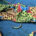 Free People Sz L new 2 pc bikini It's Now Cool Square Tie Bikini Top Green aztec Photo 3