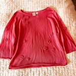 Emma James Pink Flower Knitted Top Size Large Photo 0
