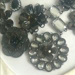 Chic Statement Gunmetal Black and Silver Chunky Floral Rhinestone Bib Necklace Gray Photo 2
