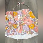 Cupshe  Pink Purple Yellow & White Pastel Floral Halter Swimsuit Top‎ Size XL NWT Photo 3