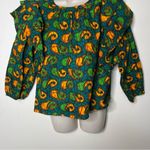 Royal Native green yellow 100% cotton ruffle puff sleeves sz S Photo 4