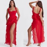 House Of CB  'Ariela' Cherry Ruffle Maxi Dress red NWOT size‎ M Photo 9