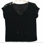 Aeropostale Semi Sheer Crochet Lace Cropped Blouse Black XS Y2K Photo 1