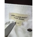 Madewell White Denim Low Slung Baggy Crop White Jeans Wide Leg Raw Hem Size 25 Photo 3