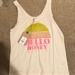 True Craft Cream lace trim graphic tank top never worn Photo 0