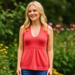 Y2K J. Crew Celeste 100% Cashmere Coral Color Babydoll Tank Old Money Luxury M Orange Size undefined Photo 1