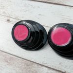 Vintage Clip On Earrings Dark Pink & Black Oval 1.25" Photo 3