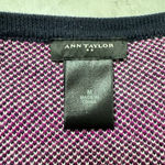 Ann Taylor Plaid Open Front Cardigan M Navy Magenta Photo 2