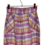 True Vintage 60s 70s Seersucker Plaid High Waisted Wide Leg Bellbottom Pants Pink Size XS Photo 6