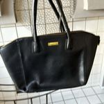 Joy & Iman Black Leather Tote Large Shoulder Bag Best Friend Satchel Top Handles Gold Photo 1