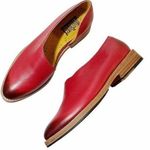 Adro Artisan Dover Flat Red Distressed Leather Side Cutout Slip On Size 7 NEW Photo 0