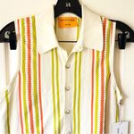 Guest In Residence Stripe Plaza Vest Cotton Knit Cream Citron Orange Small NWT White Photo 3