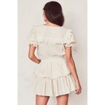 Love Shack Fancy  Nanette Dress Yellow White Stripe Crochet Trim Puff Sleeve M GUC Photo 1