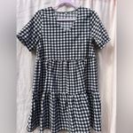 Elegant Black and White Checkered Midi Dress Photo 3