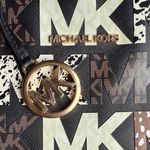 Michael Kors Jet Set Travel Medium Carryall Tote Designer Animal Print Gold Used Photo 1