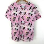 Disney Mickey Minnie Mouse Love Surrounds Pink V Neck Scrub Top Photo 1