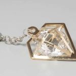 Gold Geometric Keychain with Caged “Diamond” Photo 1