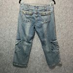 Y2K Women's Cargo Capri Jeans Size 7/8 Low Rise Distressed Pockets‎ USA Blue Photo 7