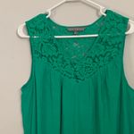 Sharagano  Green Lace-Trim Midi Dress Photo 1