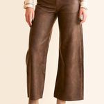 Free People Misha Faux Leather Jeans In Rusty/Brown NWT $128 Photo 1