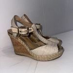 Antonio Melani Minimalist Espadrille Wedge Old Money Peep Toe Buckle Sandals 8.5 Photo 4