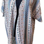 SPEED‎ LIMIT MPH XL Cover Up Blue Coral Floral Mixed Print Kimono Open Front Photo 0