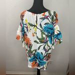 AUW  Tropical Floral Short Sleeve Blouse‎ Size Large Photo 2