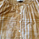 Universal Threads Universal Thread Yellow Plaid, 100% Cotton, Puffy Sleeve Shirt, Size M Photo 3