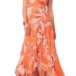 Band of the Free Burnt Orange Floral Wrap Maxi Dress Size XS Summer Flowy Party Photo 1