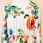 White Orange Blue & Green Multicolor Floral Wrap Maxi Dress. Size XL Photo 4