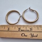 Brass Finish Thick Gold Tone Hoop Earrings Photo 4