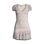 Love Shack Fancy  Floral Smocked Mini Dress Puff Sleeve Asymmetric Ruffle Coquette Photo 3