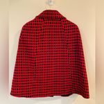 Milly Beautiful Red & Black Circle Check 100% Wool Cape Lined Rare Photo 1