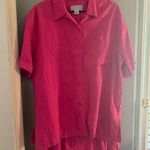 Saks 5th Avenue Saks Fifth Avenue Linen Pink Button Down Short Sleeve Blouse with Shorts Photo 0