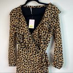 Free People  cheetah‎ ruffle wrap frenchie dress Photo 3